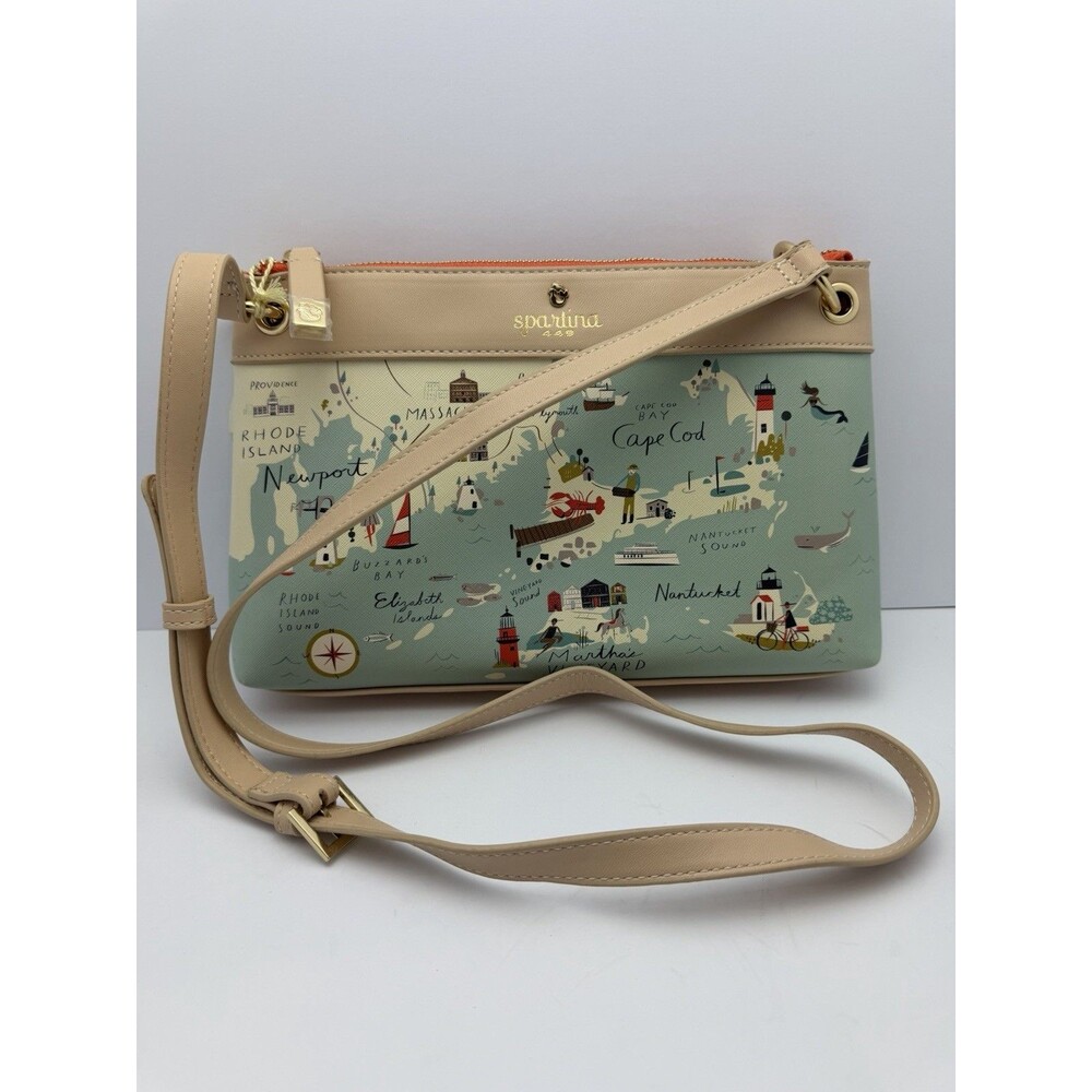 Spartina 449 Crossbody Bag Daufuskie Island New England Map NWT Coastal Travel